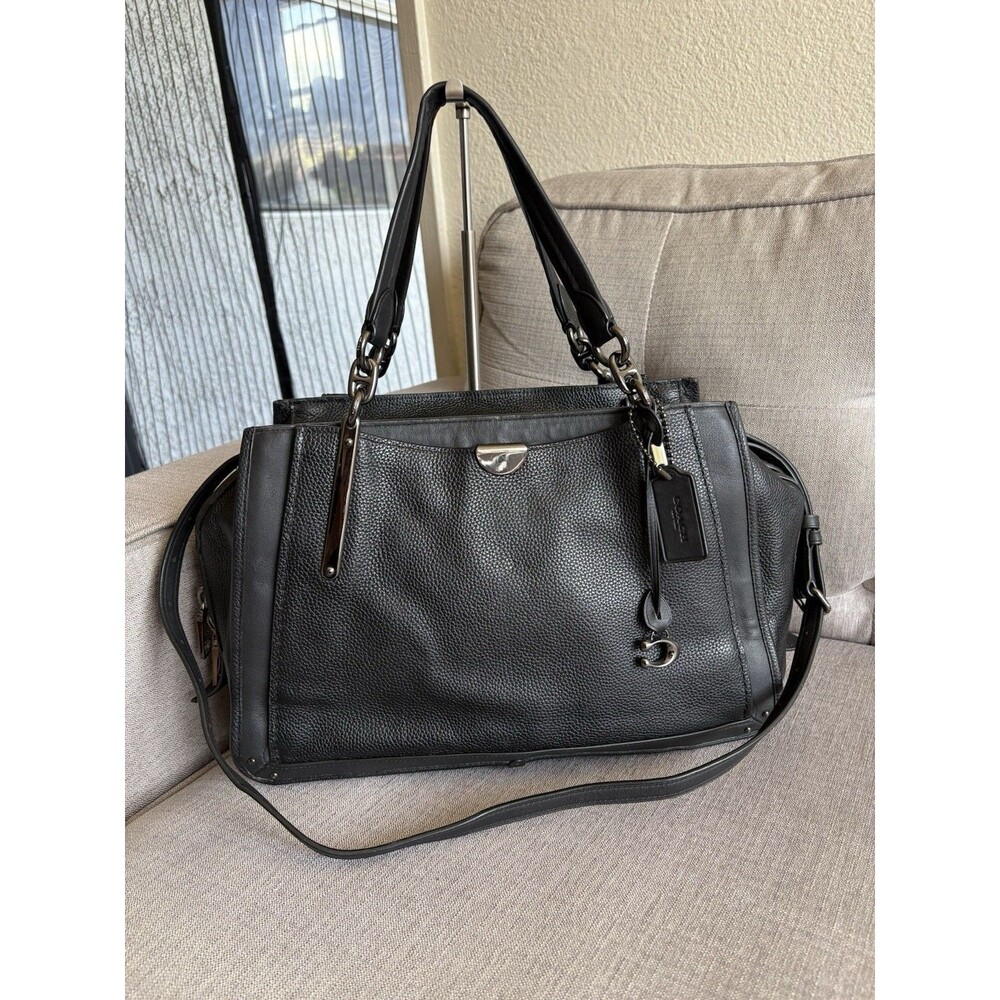 COACH 38550 Dreamer 36 Black Pebble Leather Top Handle Satchel Bag Crossbody EUC